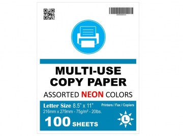 PAPEL DE MAQUINILLA X 100 COLORES NEON 60 LB.